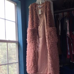 Dusty rose long vest with pockets